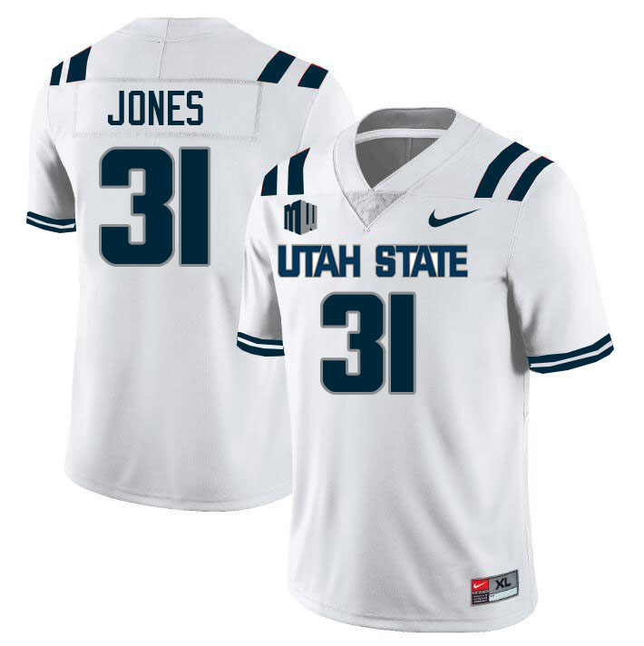 Utah State Aggies #31 Cooper Jones College Football Jerseys Stitched Sale-White